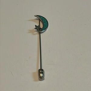 Vintage sterling silver & turquoise moon & star stick pin